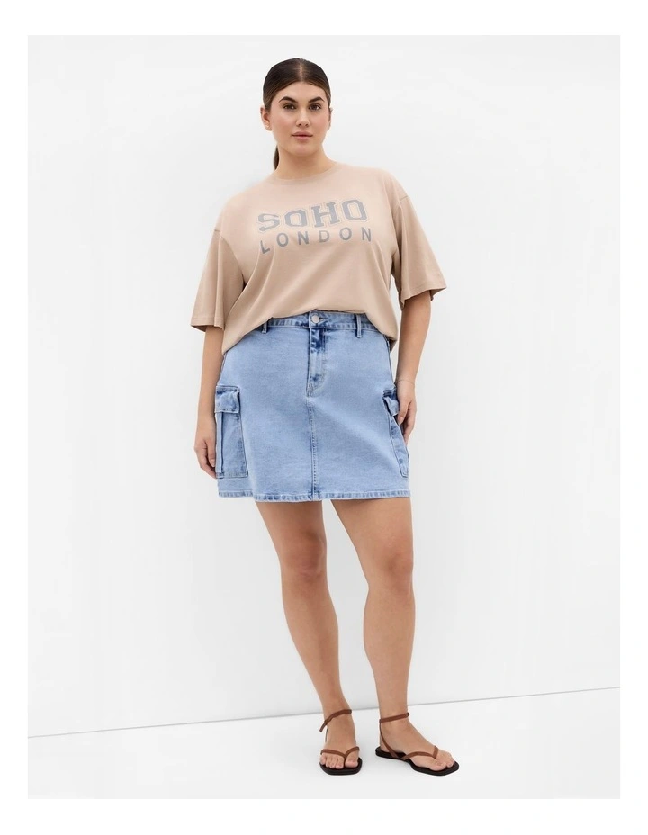 Carla Cargo Denim Skirt in Mid Wash image 1