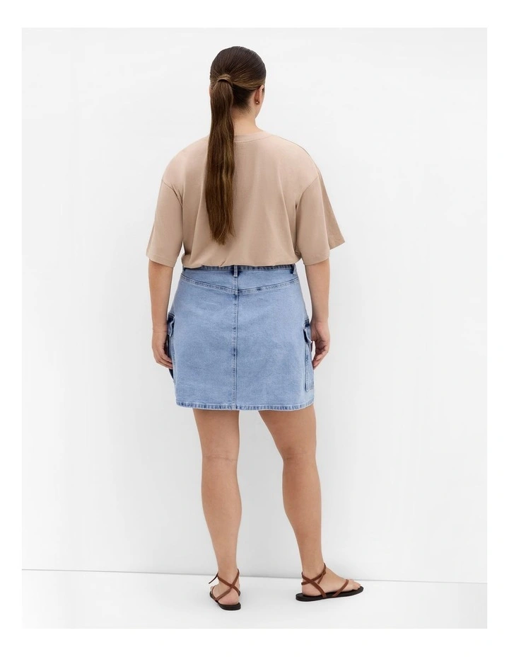 Carla Cargo Denim Skirt in Mid Wash image 2