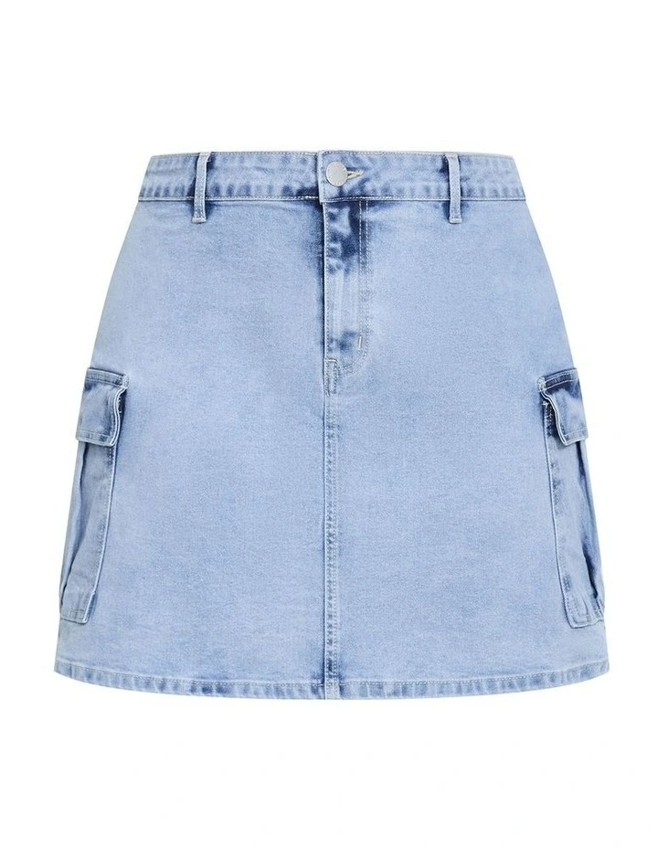 Carla Cargo Denim Skirt in Mid Wash image 3