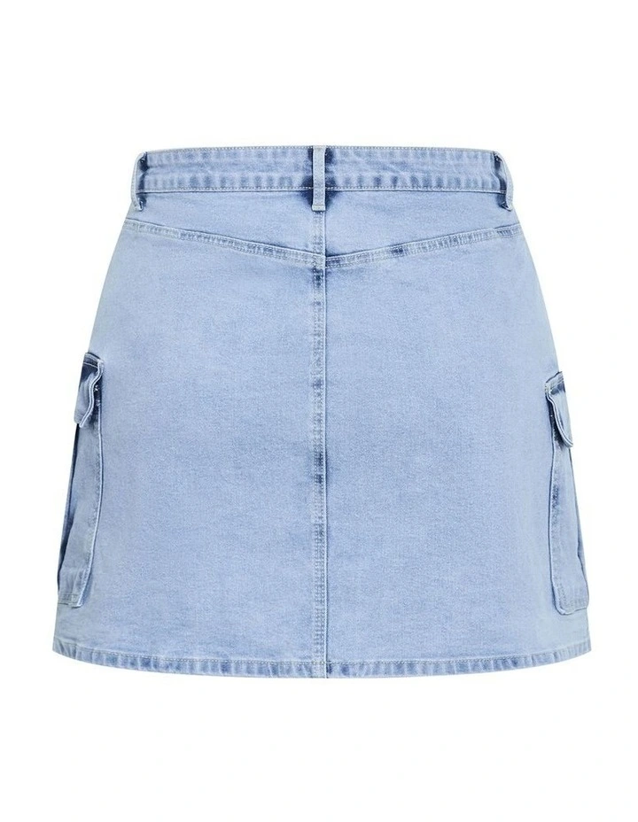 Carla Cargo Denim Skirt in Mid Wash image 4