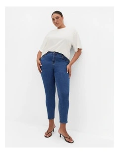 Harley Fit Scarlet Skinny Leg Ankle Grazer Jean in Mid Wash