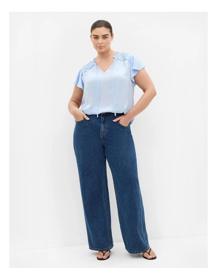 Drama Queen Short Sleeve Shirt in Sky Blue image 1