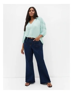 Drama Queen Elbow Sleeve Shirt in Soft Mint