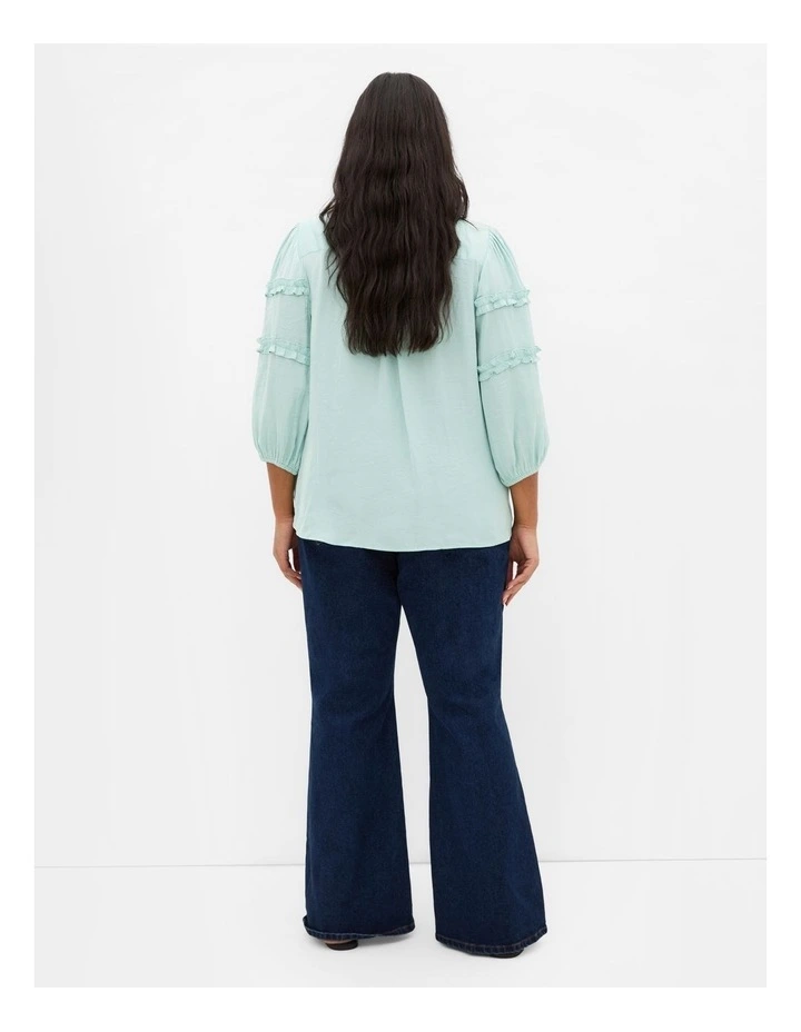 Drama Queen Elbow Sleeve Shirt in Soft Mint image 2