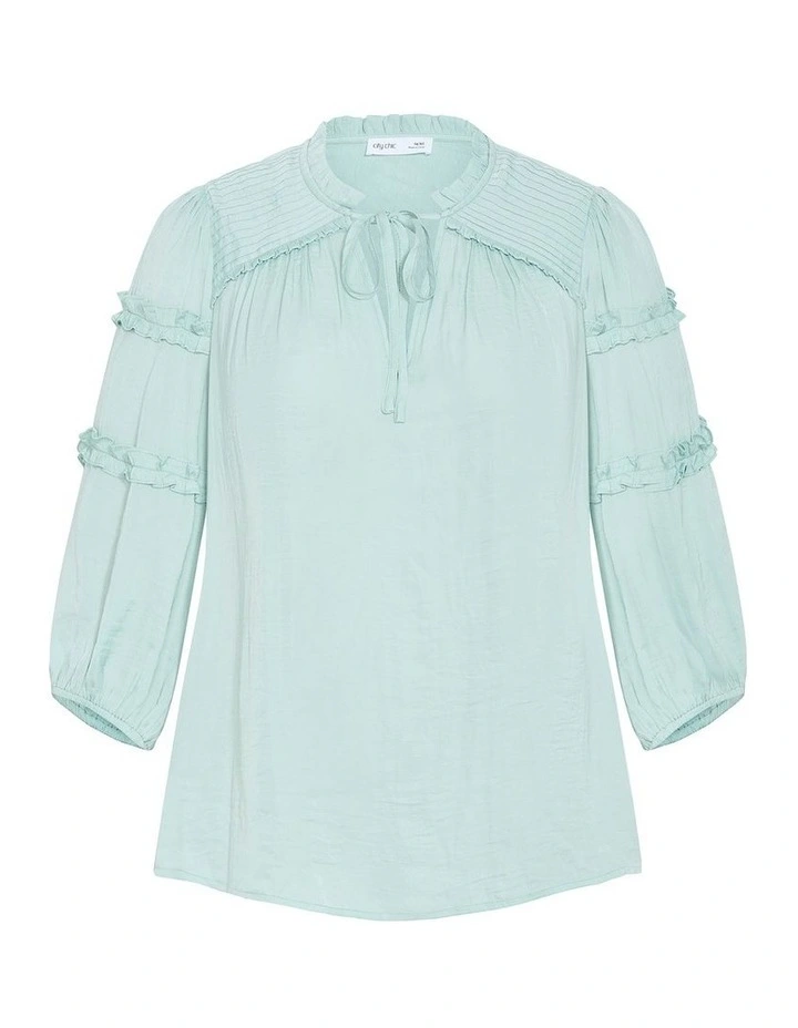 Drama Queen Elbow Sleeve Shirt in Soft Mint image 3