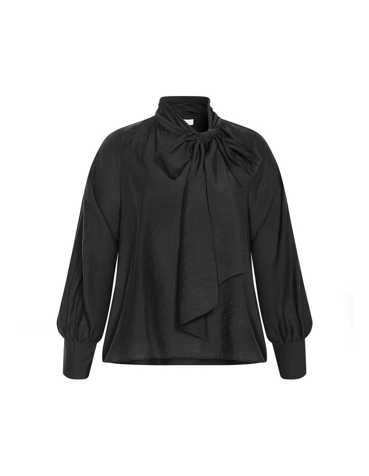 Kelsey Neck Tie Top in Black image 3