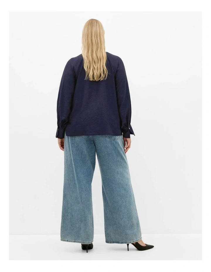 Kelsey Neck Tie Top in Navy image 2