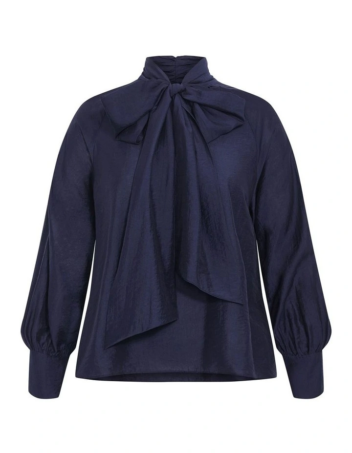 Kelsey Neck Tie Top in Navy image 3