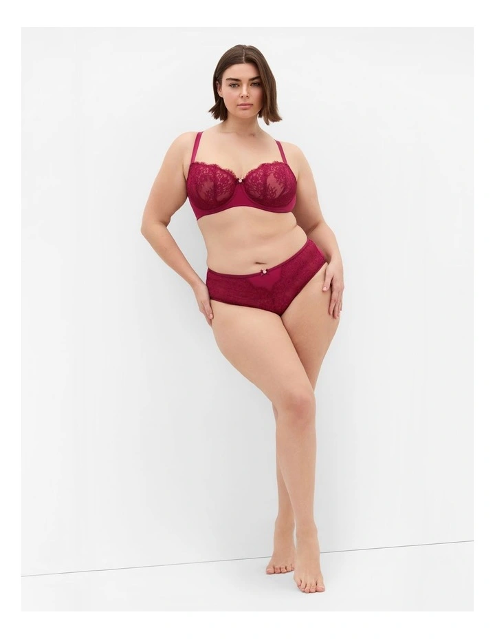 Poppy Hi Waist Cheeky Brief in Red Plum image 1