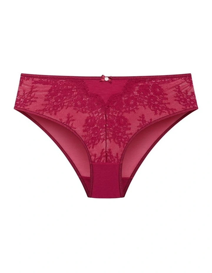 Poppy Hi Waist Cheeky Brief in Red Plum image 3