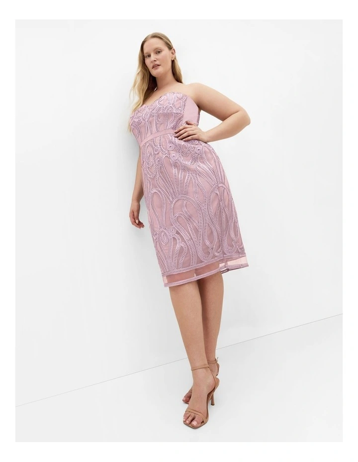 Antonia Strapless Midi Dress in Dusty Mauve image 1
