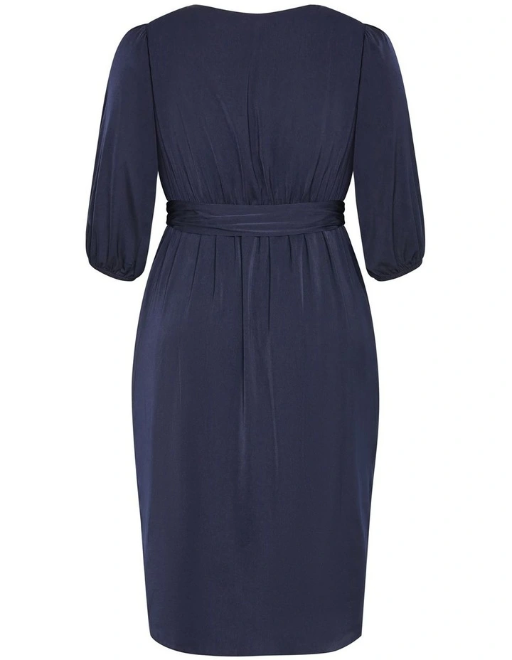 Opulent Elbow Sleeve Dress in Navy image 4
