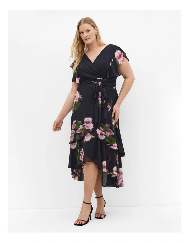 Demure Floral Maxi Dress in Black image 1
