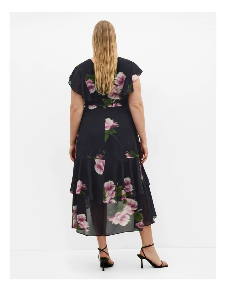 Demure Floral Maxi Dress in Black image 2