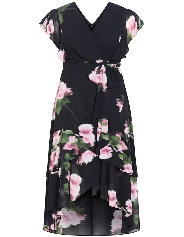 Demure Floral Maxi Dress in Black image 3