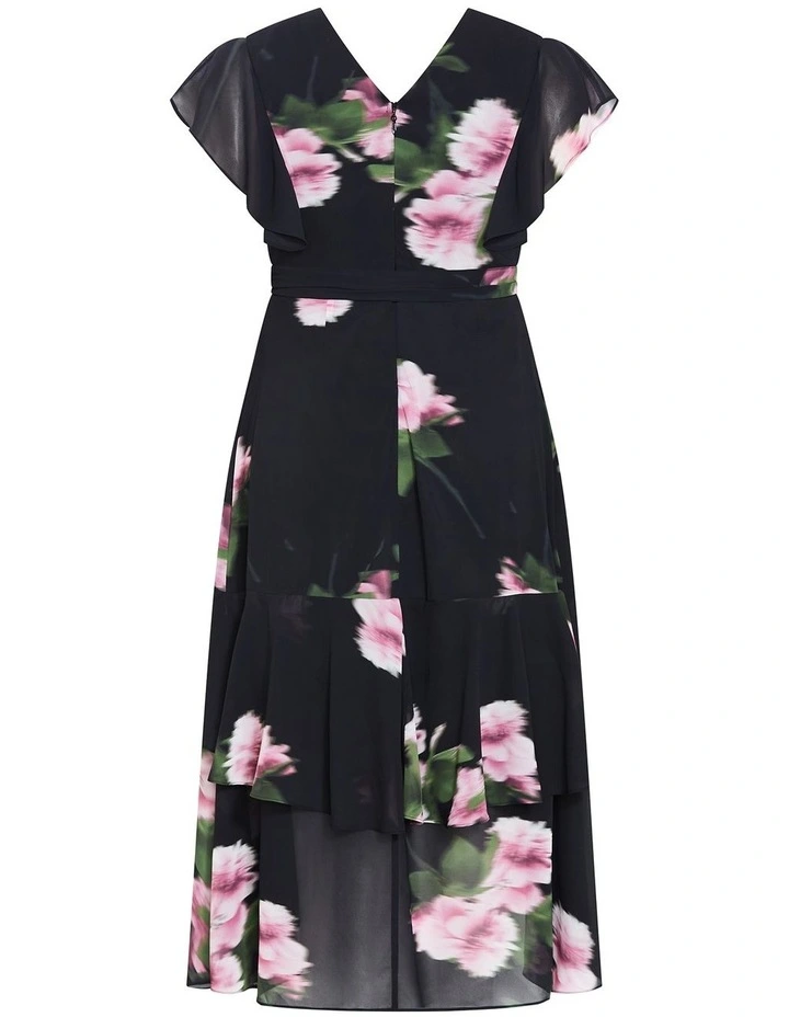 Demure Floral Maxi Dress in Black image 4