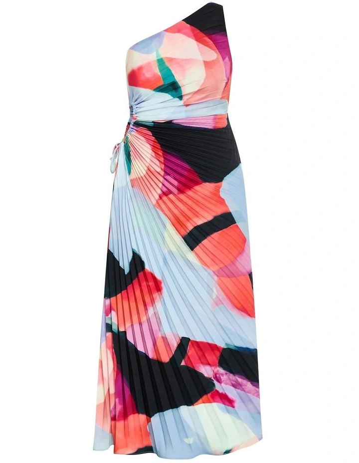 Aliza Aspect Print Pleat Maxi Dress in Sky Blue image 3