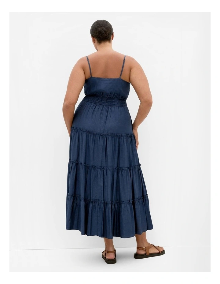 Aiza Tier Maxi Dress in Petrol image 2