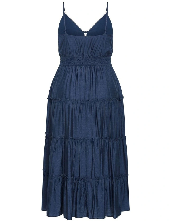 Aiza Tier Maxi Dress in Petrol image 4