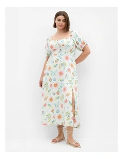 Abbie Short Sleeve Maxi Dress in White Ocean Print