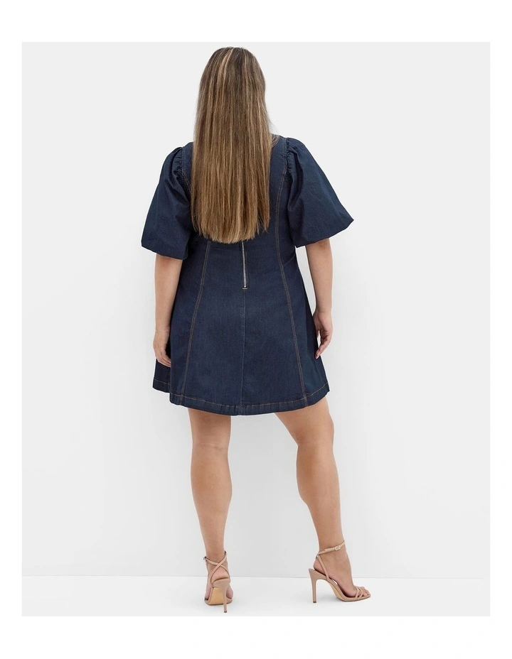 Rodeo Denim Mini Dress in Dark Wash image 2