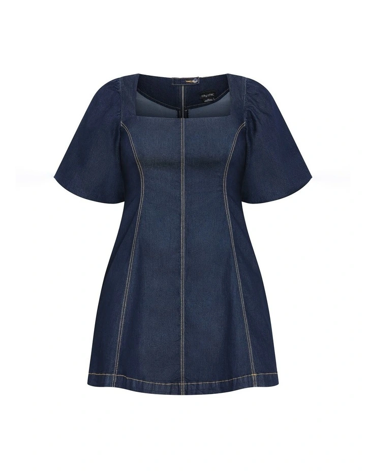 Rodeo Denim Mini Dress in Dark Wash image 3