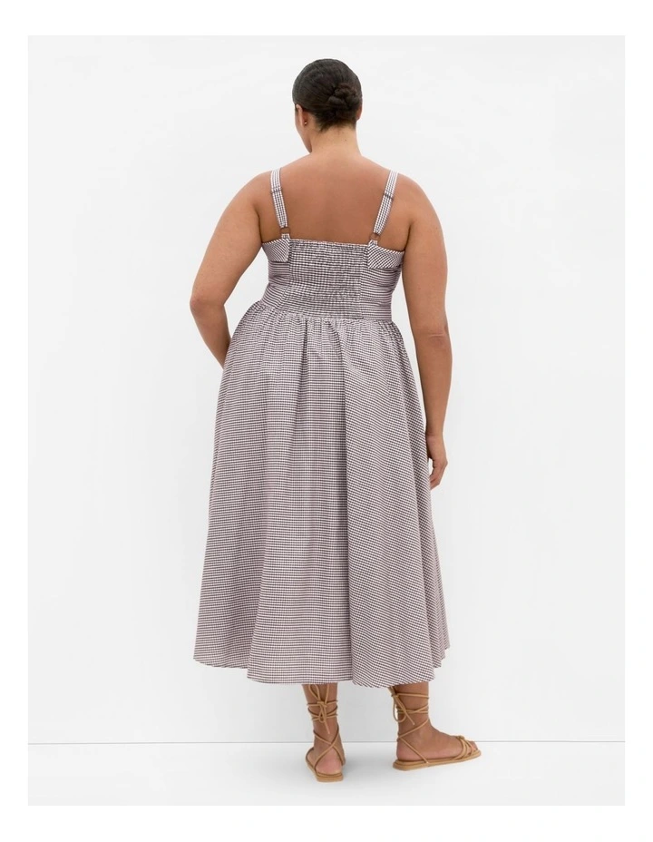Tessa Gingham Midi Dress in Chocolate image 2