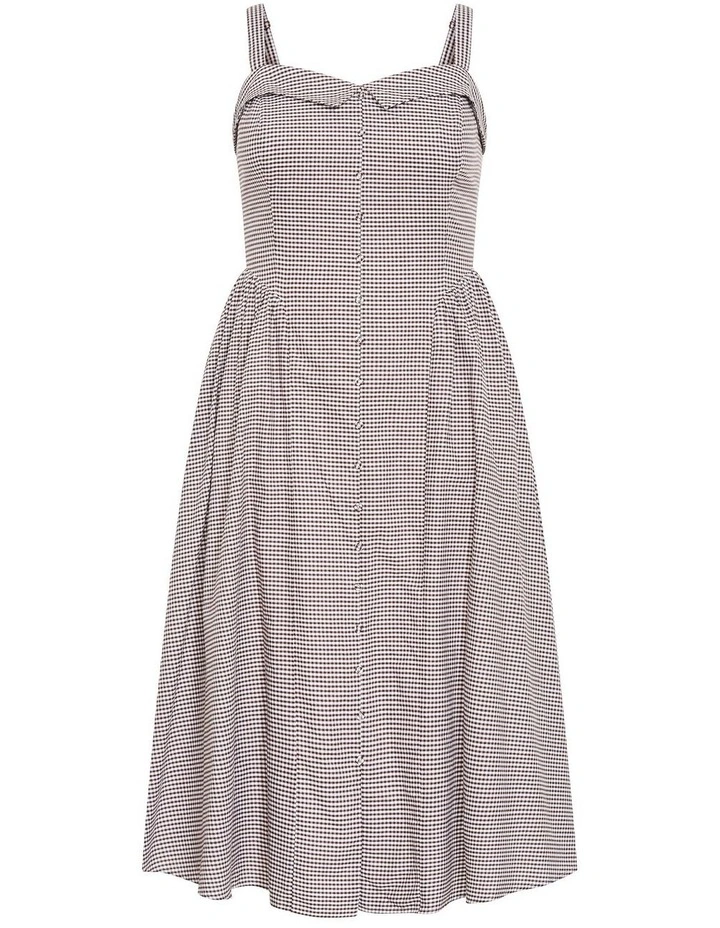 Tessa Gingham Midi Dress in Chocolate image 3