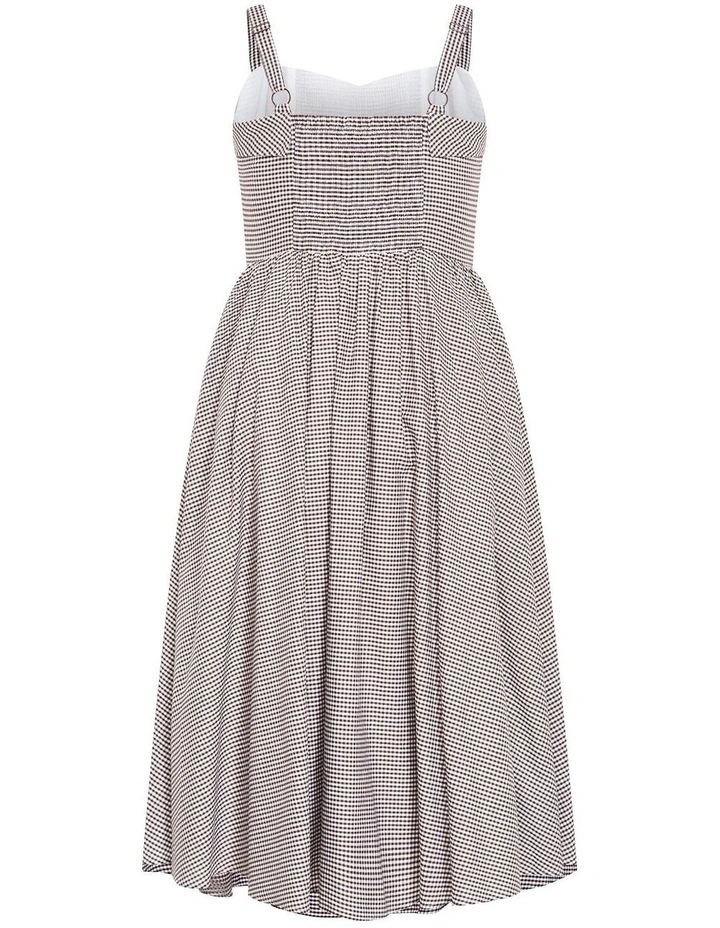Tessa Gingham Midi Dress in Chocolate image 4