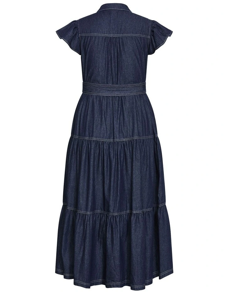 Kelsie Denim Maxi Dress in Dark Wash image 4