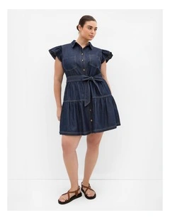 Kelsie Denim Mini Dress in Dark Wash