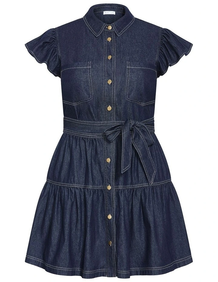 Kelsie Denim Mini Dress in Dark Wash image 3