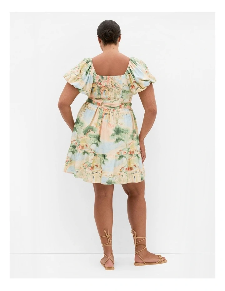 Laurena Sardinia Print Mini Dress in Light Peach image 2