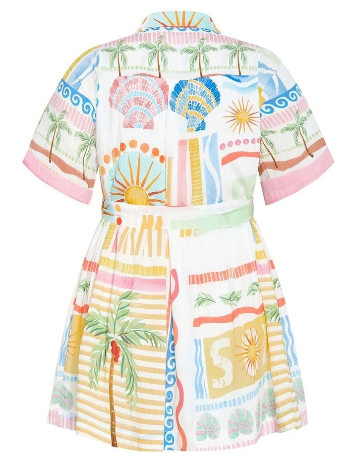 Lia Sea Dream Placement Print Mini Dress in Ivory image 4
