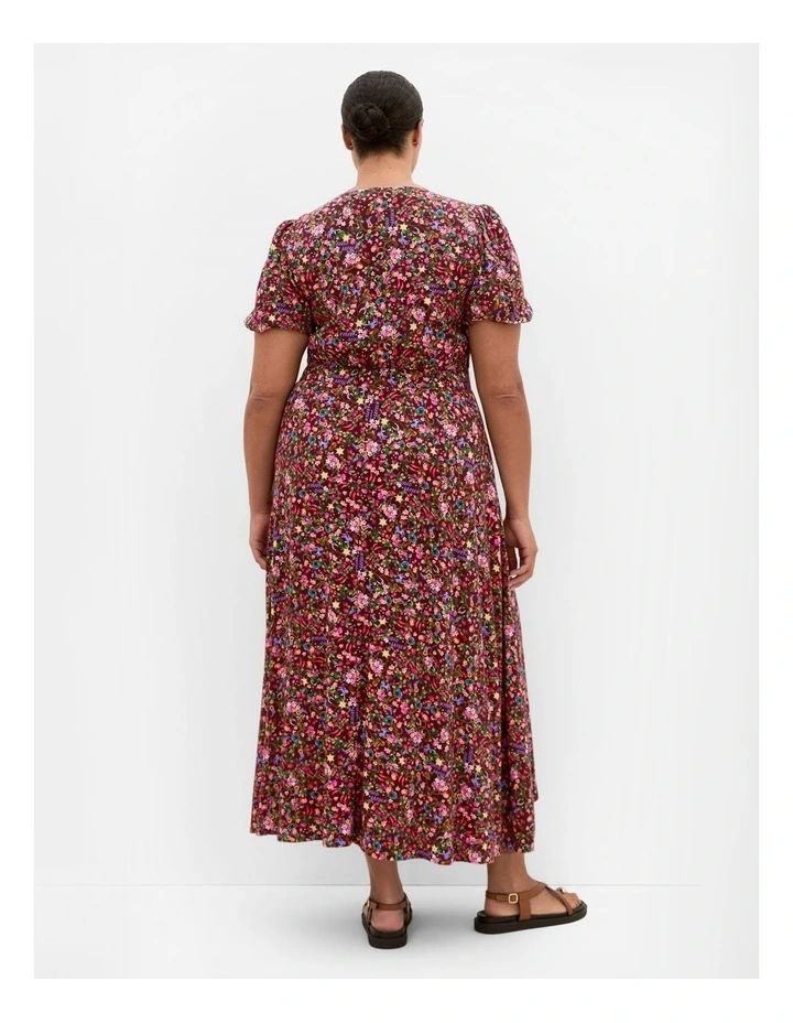 Aliya Ditsy Print Maxi Dress in Burgundy image 2