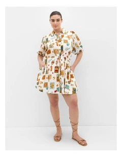 Amore Print Mini Dress in Ivory