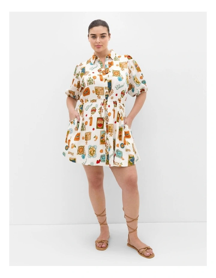 Amore Print Mini Dress in Ivory image 1