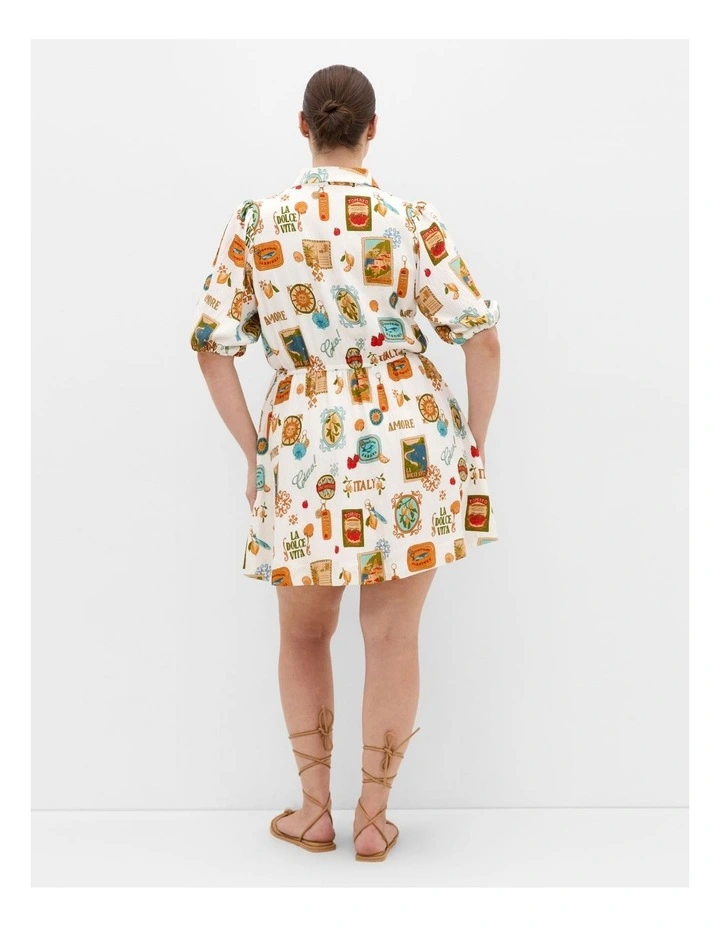 Amore Print Mini Dress in Ivory image 2