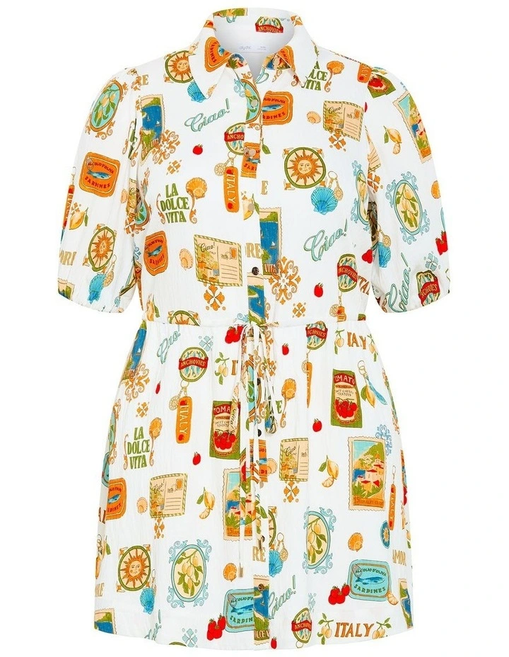 Amore Print Mini Dress in Ivory image 3