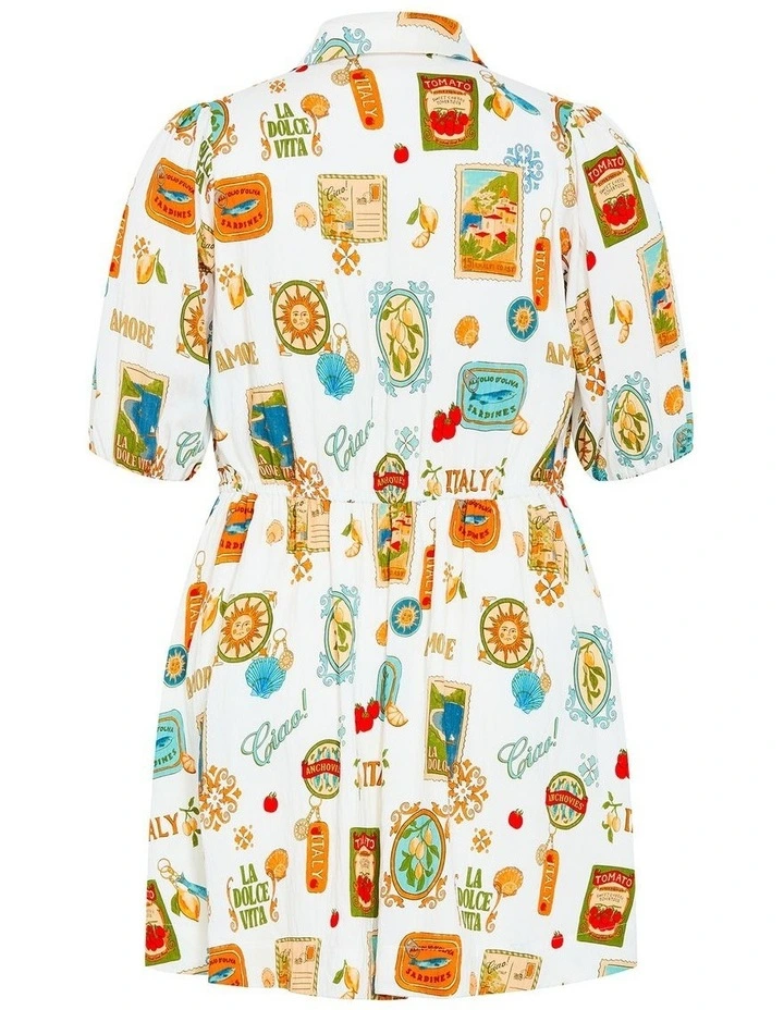 Amore Print Mini Dress in Ivory image 4