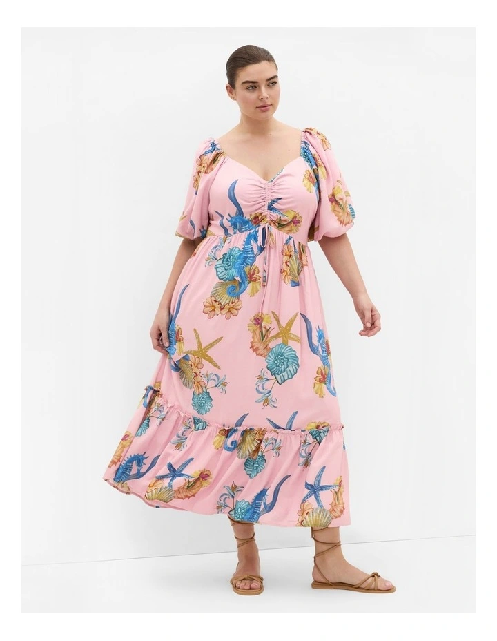 Giselle Seahorse Print Maxi Dress in Pink image 1