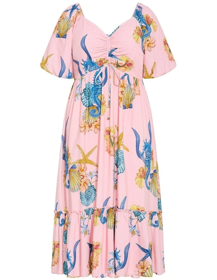 Giselle Seahorse Print Maxi Dress in Pink image 3