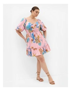 Giselle Seahorse Print Mini Dress in Pink