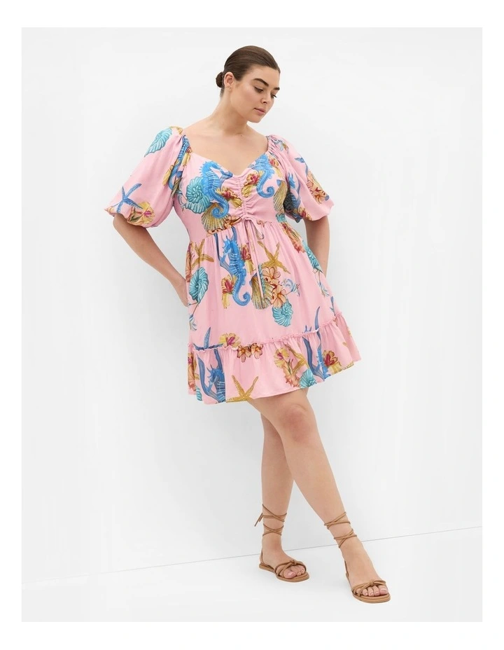 Giselle Seahorse Print Mini Dress in Pink image 1