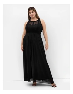 Panelled Bodice Maxi Dress in Black