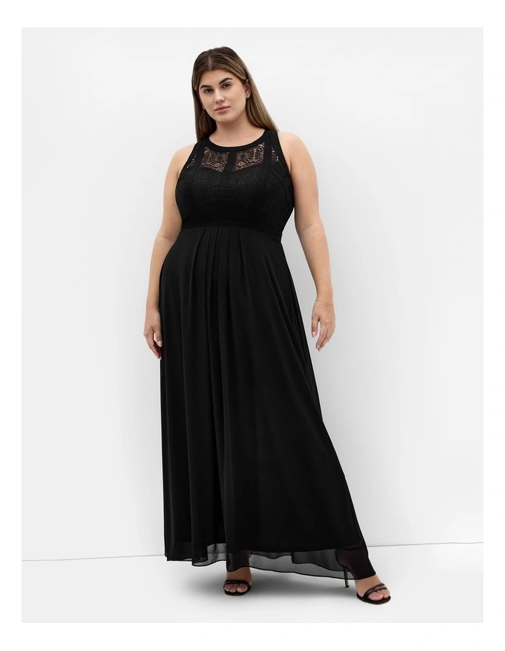 Panelled Bodice Maxi Dress in Black image 1