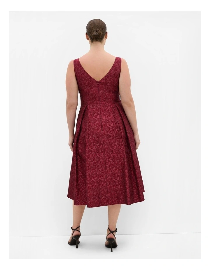 Estella Floral Midi Dress in Red image 2