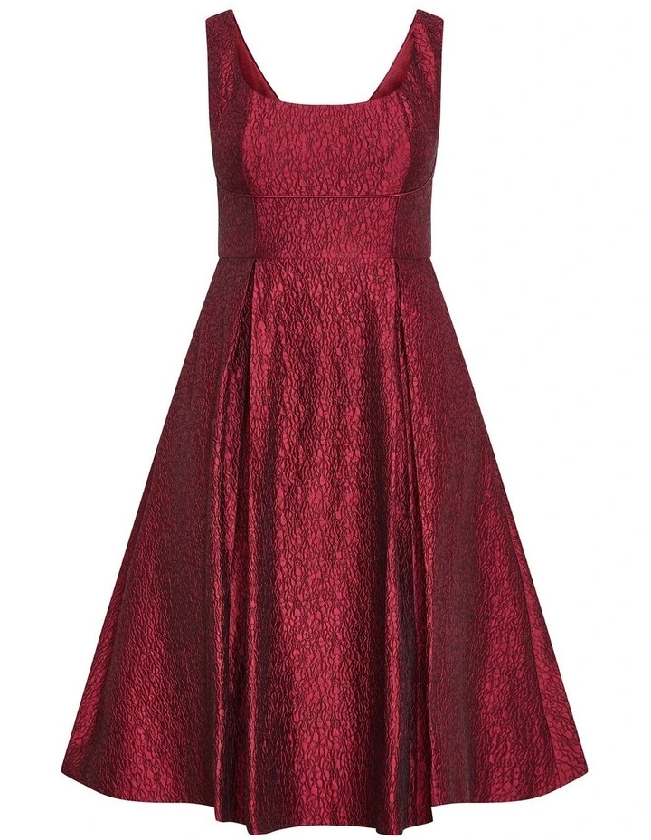 Estella Floral Midi Dress in Red image 3