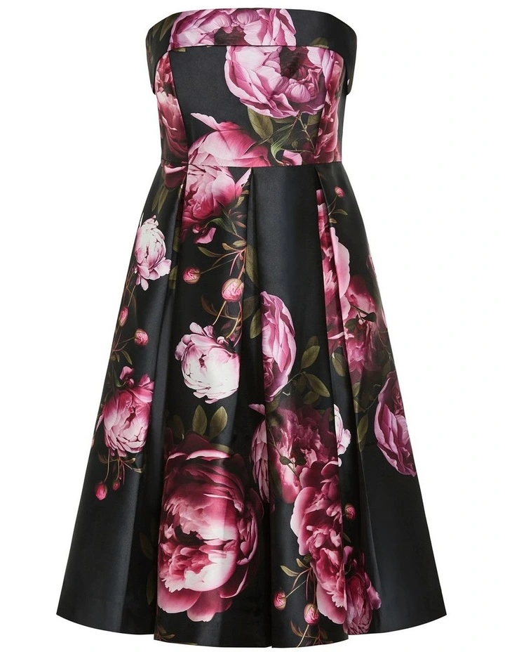 Tiffany Bloom Strapless Midi Dress in Black image 3