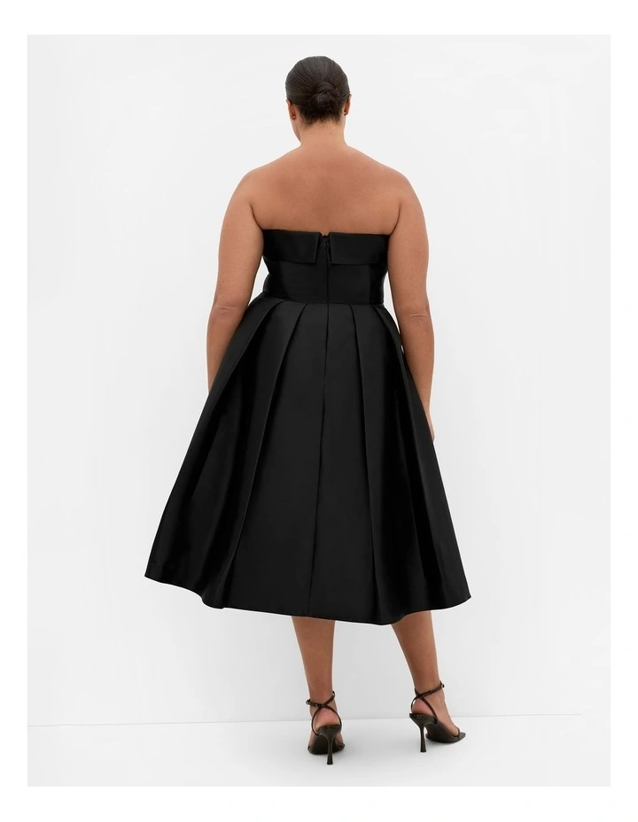 Tiffany Strapless Midi Dress in Black image 2